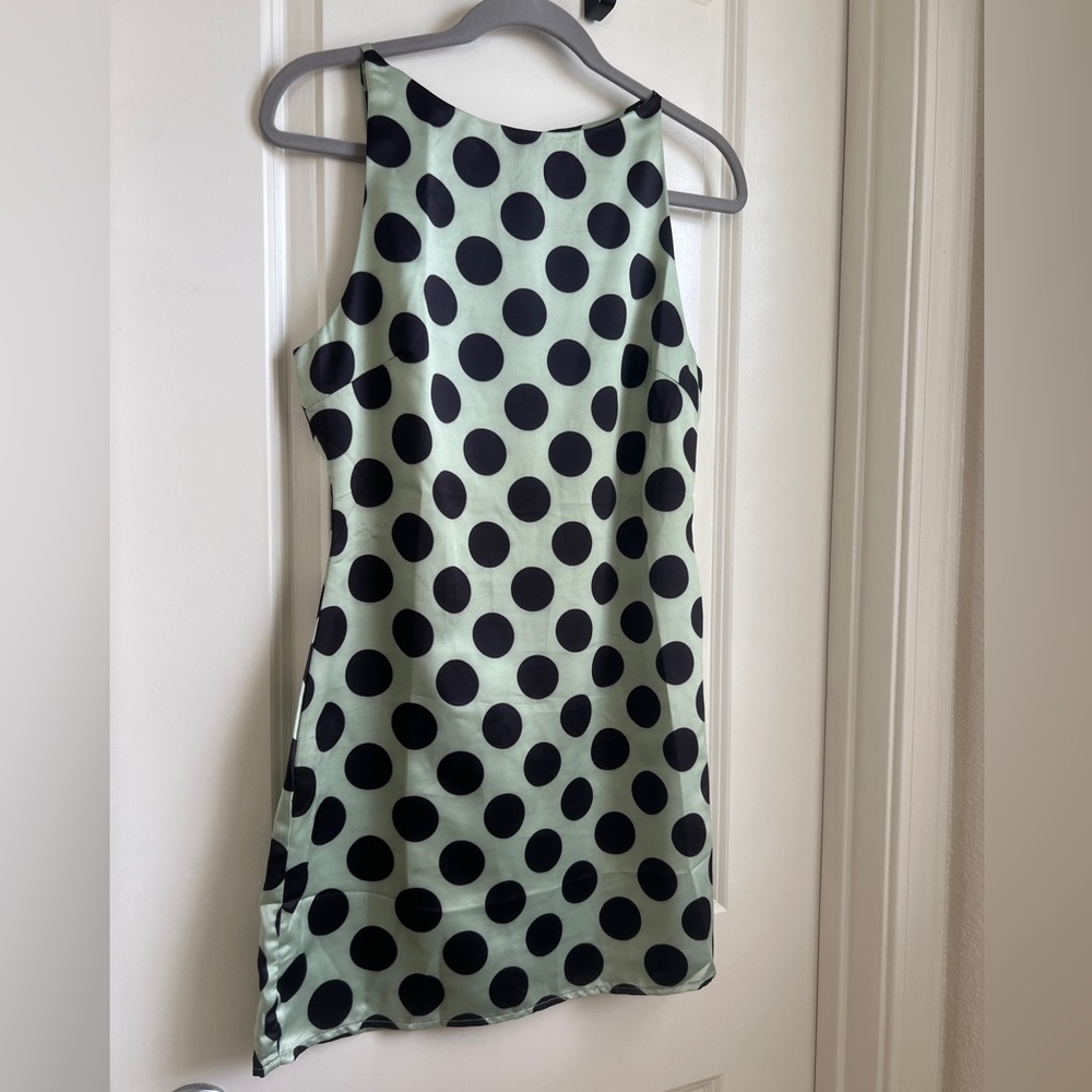 NEVER WORN Satin Polka Dot Shift Dress by Inamorata. Size S.